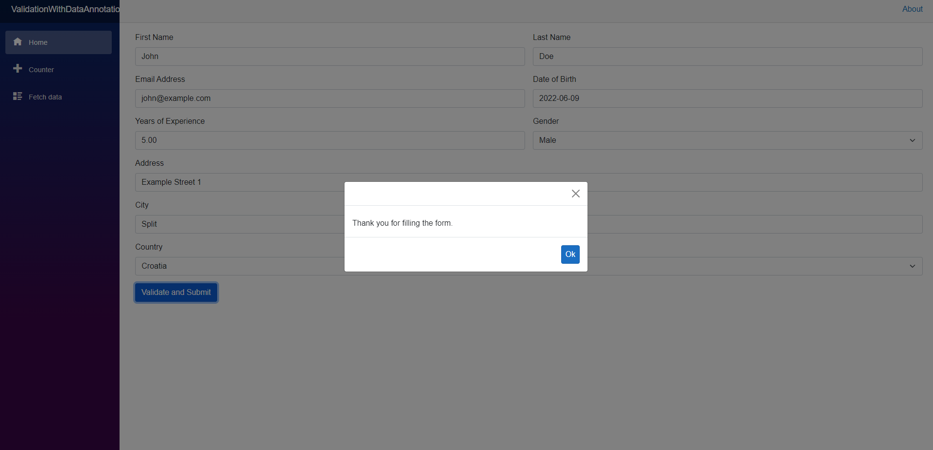 Form Validation Opened